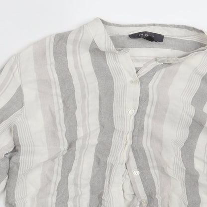 Primark Womens Grey Striped  Basic Button-Up Size 12  - Split back