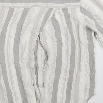 Primark Womens Grey Striped  Basic Button-Up Size 12  - Split back