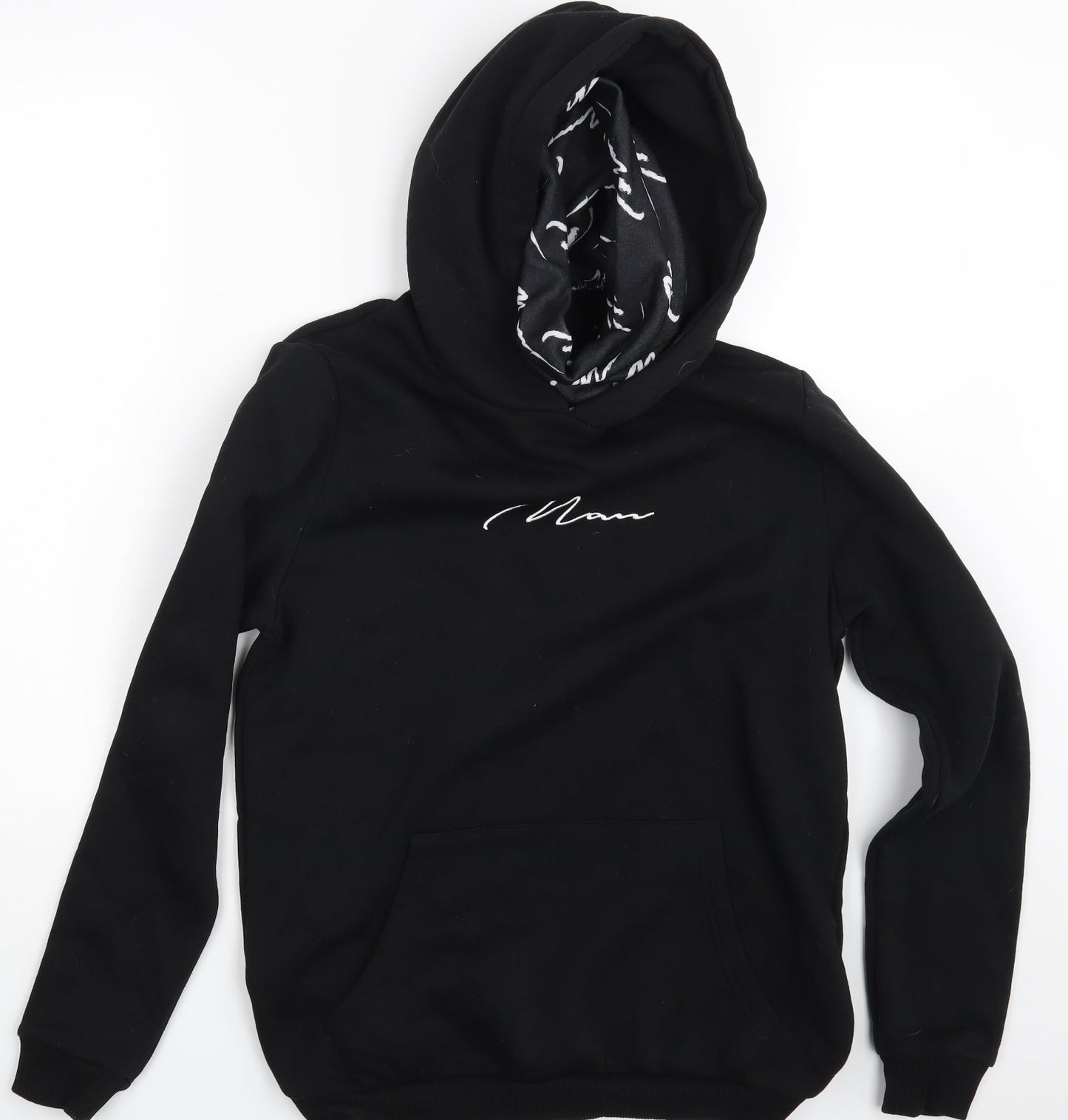 Mens UK Size S Boohoo Black Pullover Hoodie