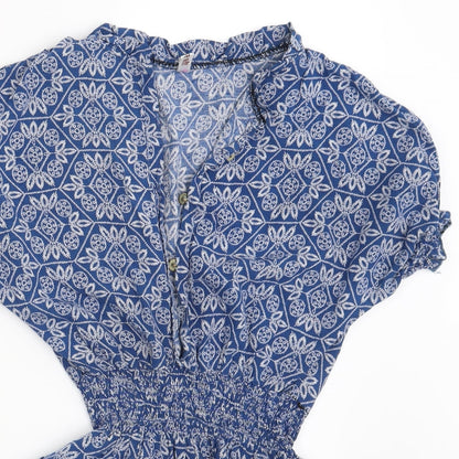 Womens UK Size S Preworn Blue Basic Blouse
