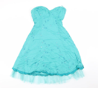 all dolled up Womens Blue Floral  Fit & Flare  Size 10