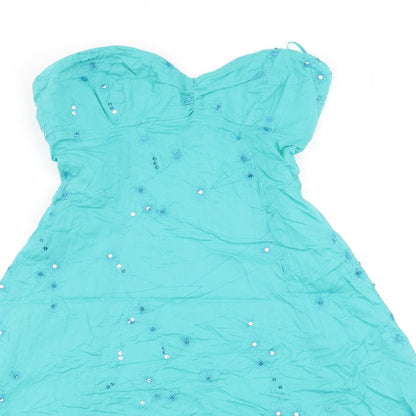 all dolled up Womens Blue Floral  Fit & Flare  Size 10