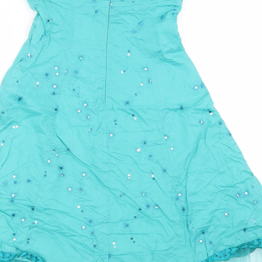 all dolled up Womens Blue Floral  Fit & Flare  Size 10