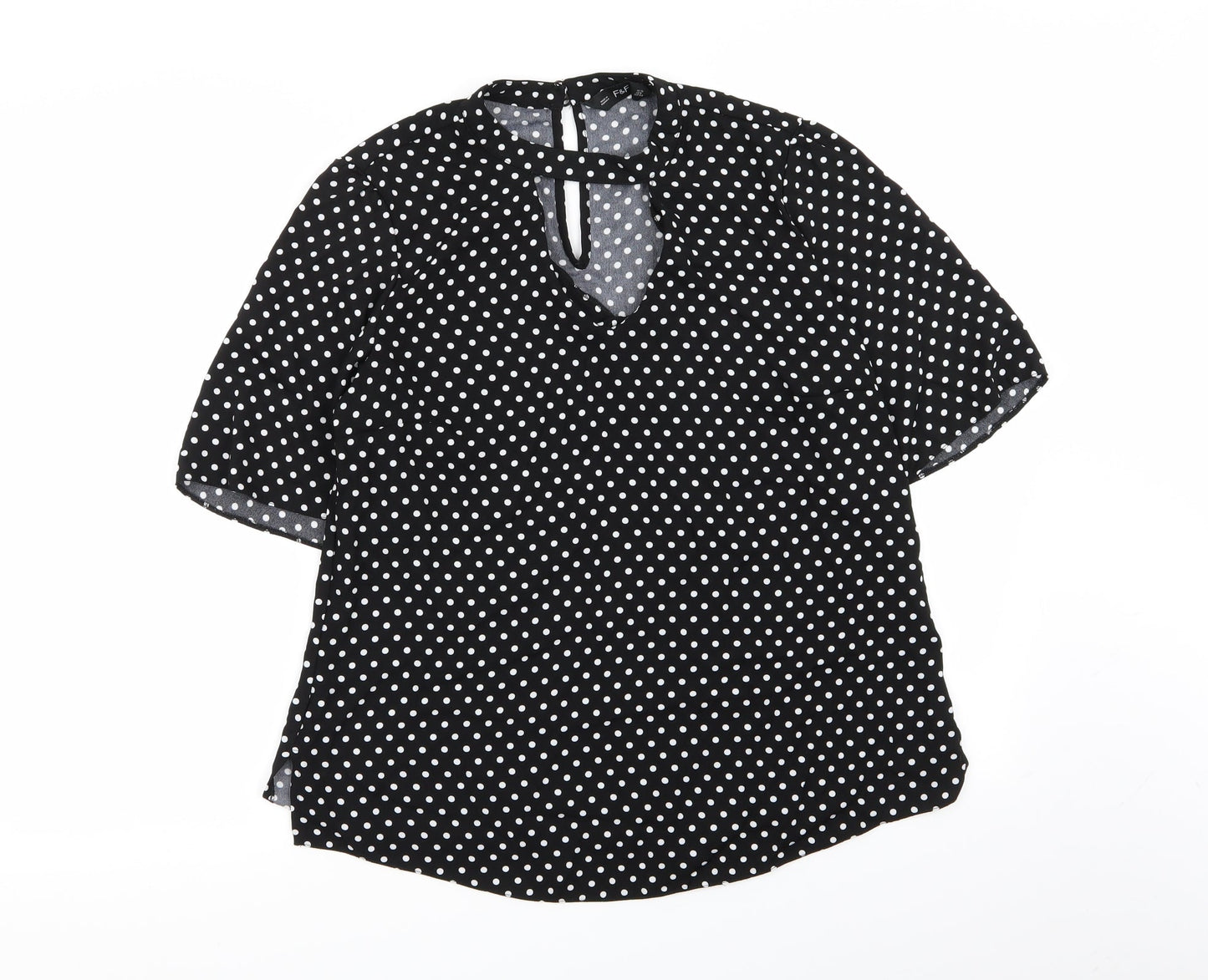 F&F Womens Black Polka Dot  Basic Blouse Size 12