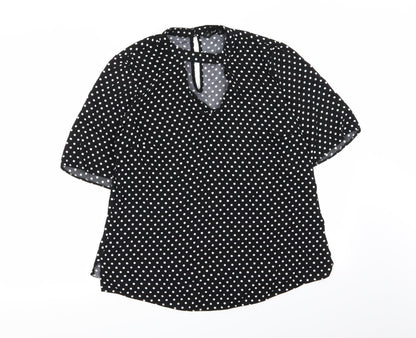 F&F Womens Black Polka Dot  Basic Blouse Size 12