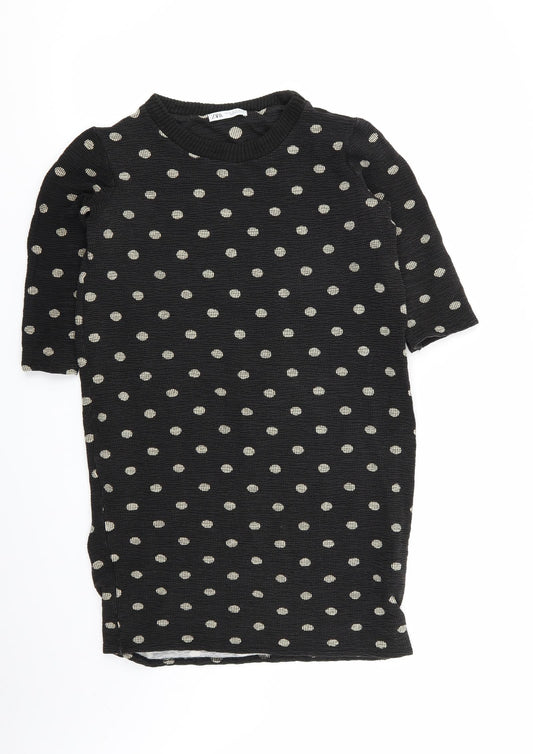 Zara Womens Black Polka Dot  Jumper Dress  Size M