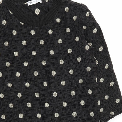Zara Womens Black Polka Dot  Jumper Dress  Size M
