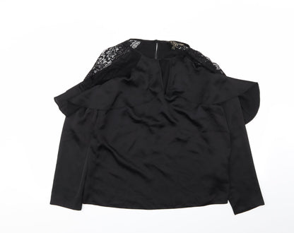 Womens UK Size 12 Lipsy London Black Basic Blouse