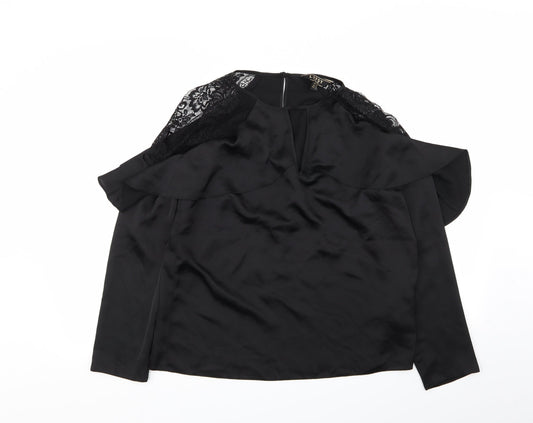 Womens UK Size 12 Lipsy London Black Basic Blouse