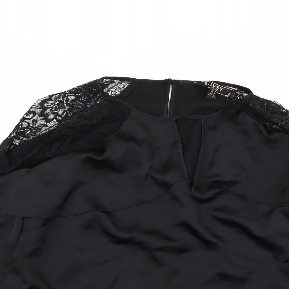 Womens UK Size 12 Lipsy London Black Basic Blouse