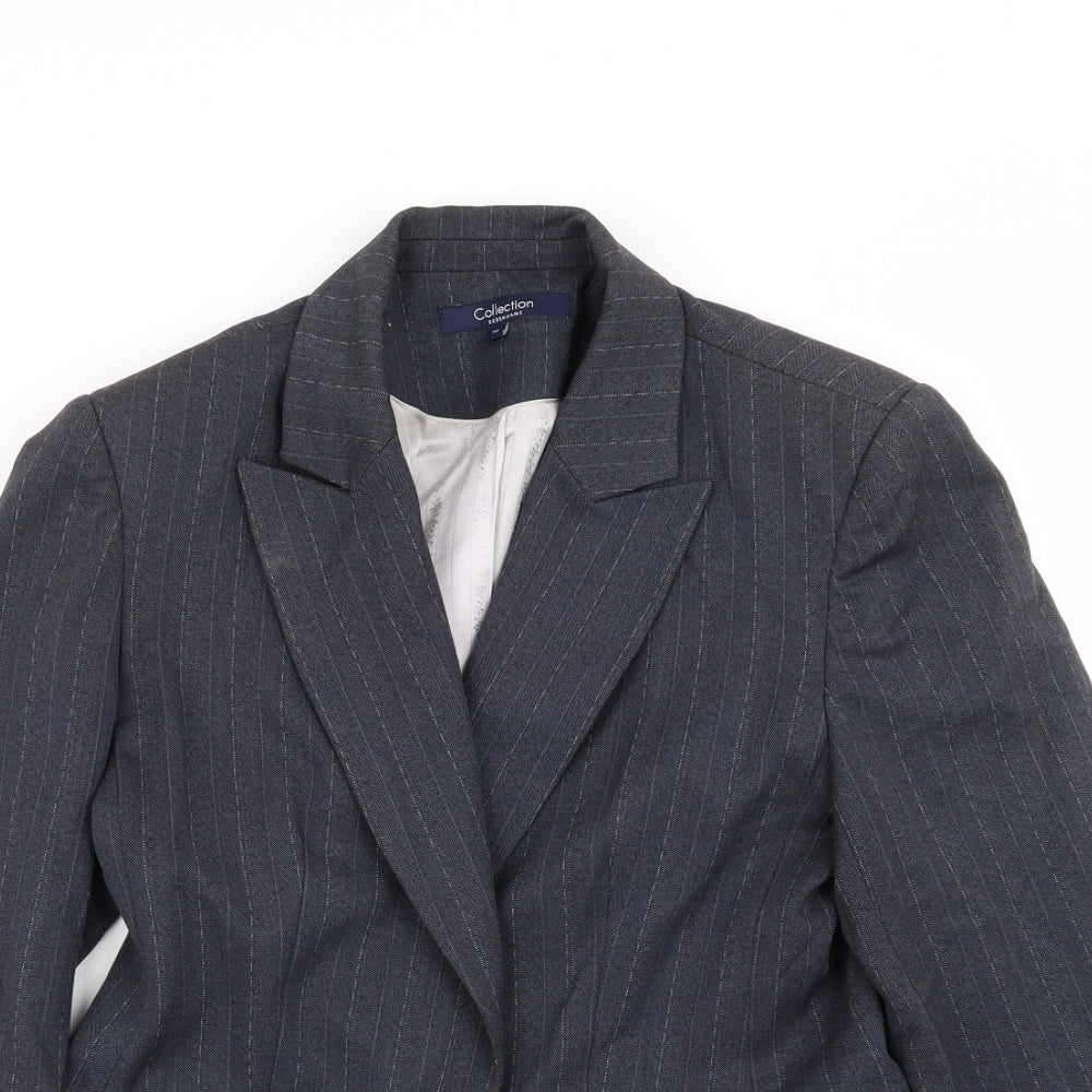 Debenhams Womens Grey Striped  Jacket Blazer Size 10