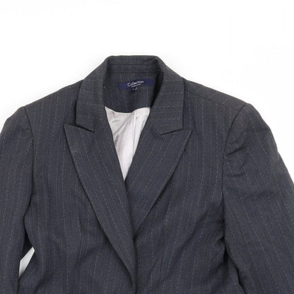 Debenhams Womens Grey Striped  Jacket Blazer Size 10