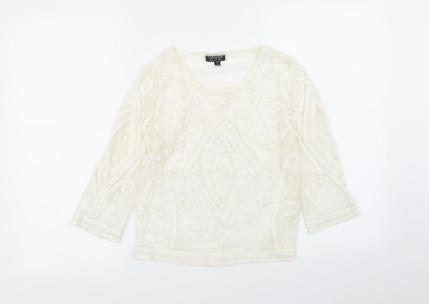 Womens UK Size 8 Topshop Ivory Basic T-Shirt