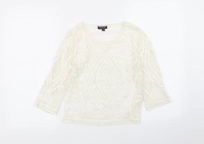 Womens UK Size 8 Topshop Ivory Basic T-Shirt