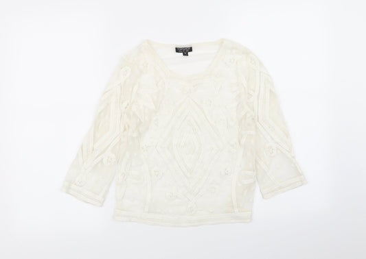 Womens UK Size 8 Topshop Ivory Basic T-Shirt