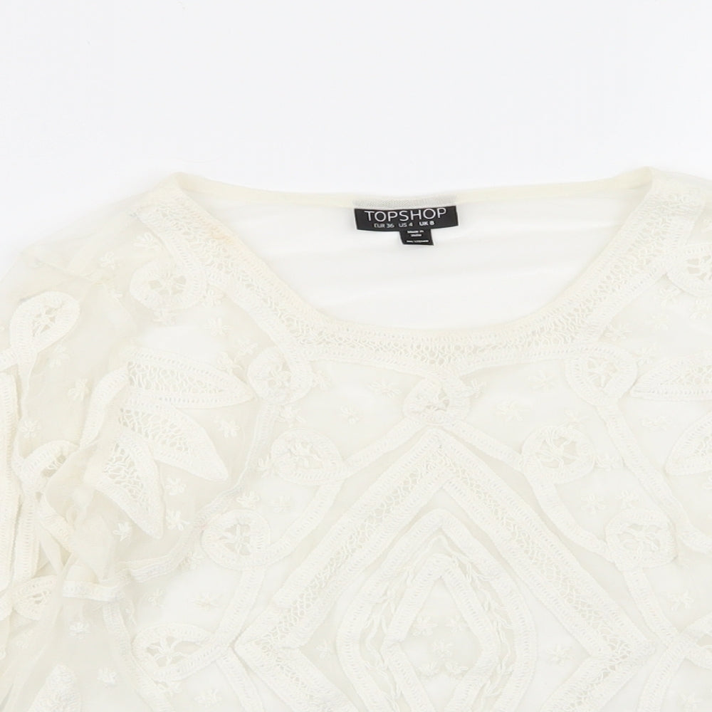 Womens UK Size 8 Topshop Ivory Basic T-Shirt