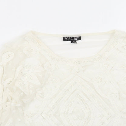 Womens UK Size 8 Topshop Ivory Basic T-Shirt