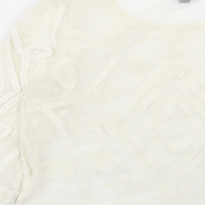 Womens UK Size 8 Topshop Ivory Basic T-Shirt
