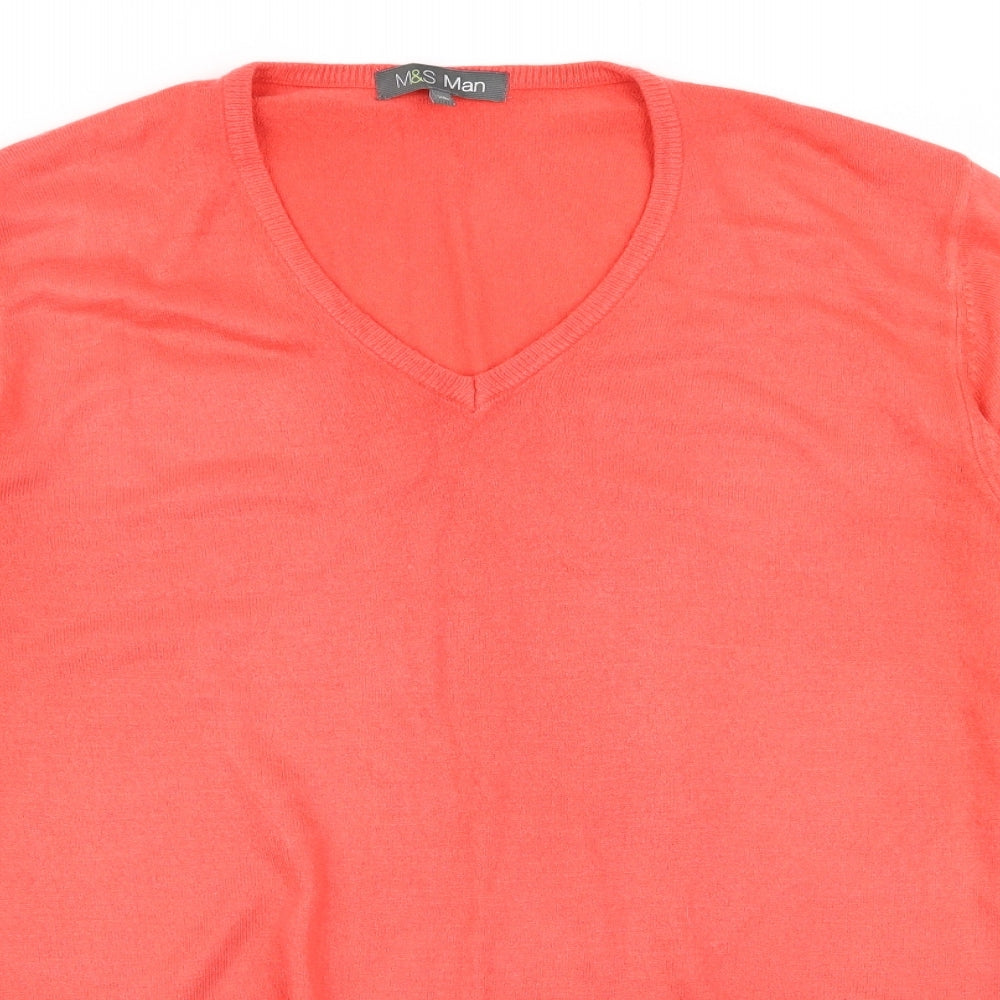 M&S Mens Red   Pullover Jumper Size XL