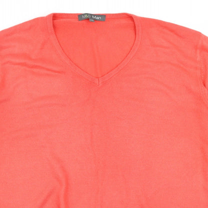 M&S Mens Red   Pullover Jumper Size XL