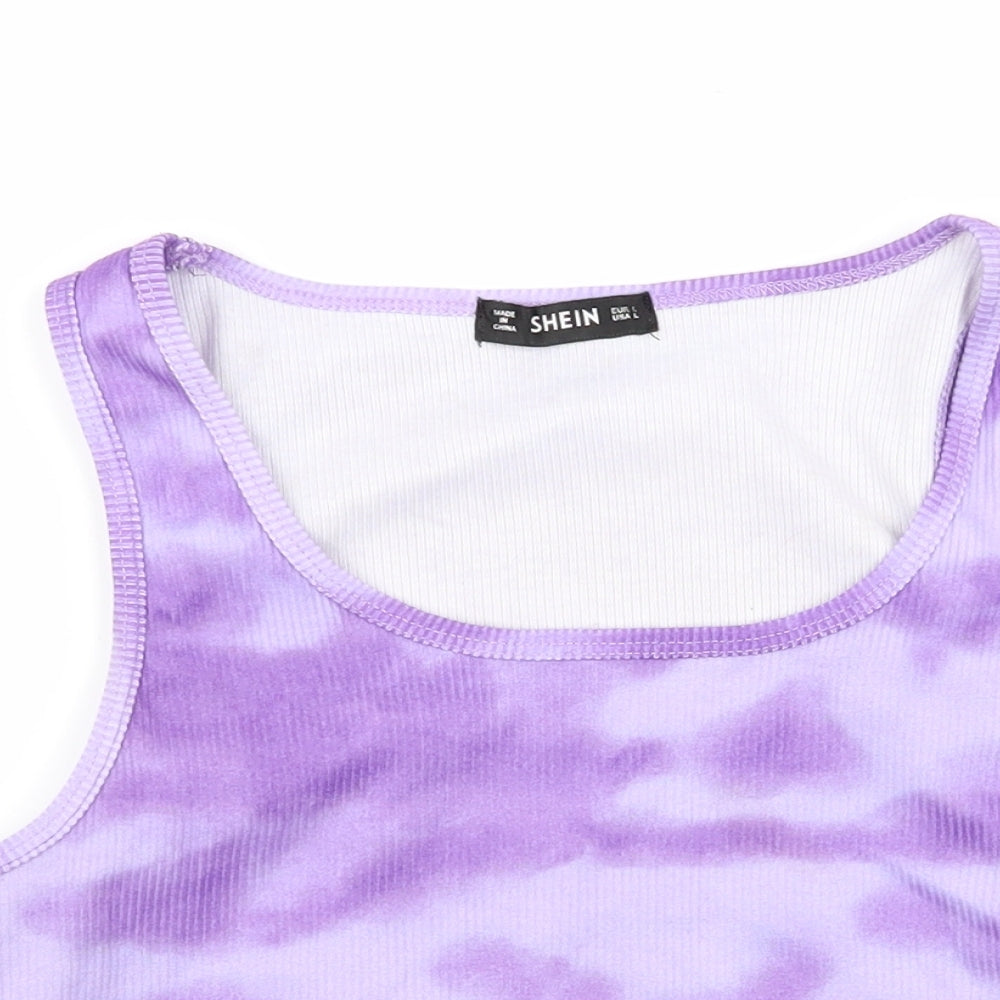 SheIn Womens Purple Geometric  Basic Tank Size L