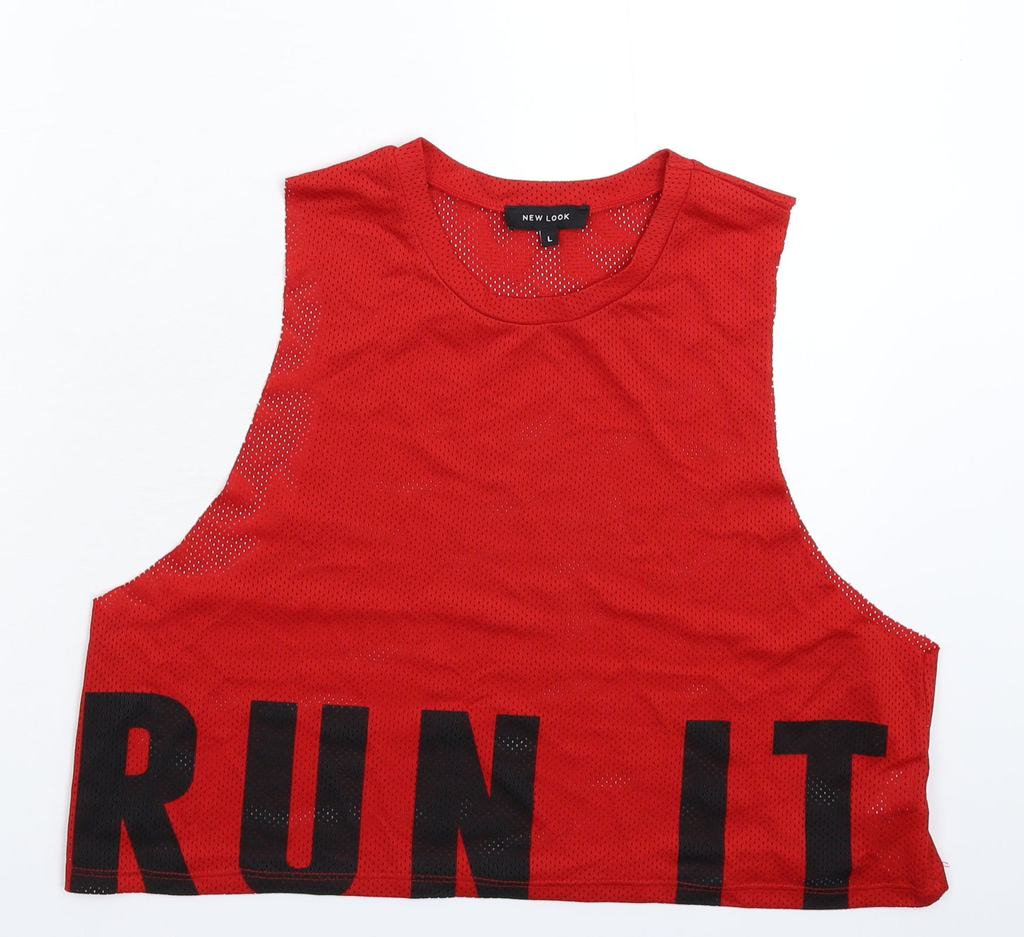 Womens UK Size L New Look Red Cropped Tank