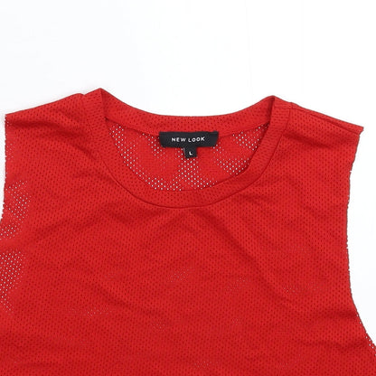 Womens UK Size L New Look Red Cropped Tank