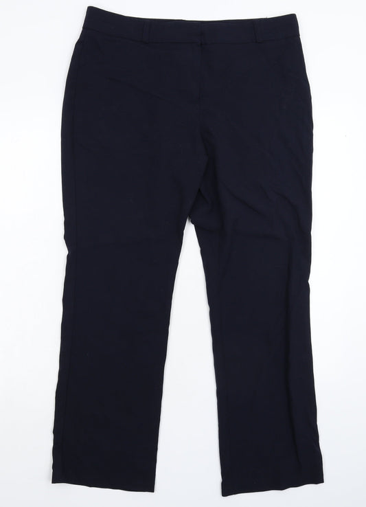 Womens UK Size 14 Marks and Spencer Regular Fit Dress Pants Blue Trousers
