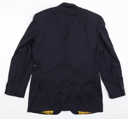 The Suit Room Mens Blue Striped  Jacket Suit Jacket Size 38