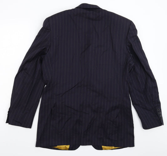 The Suit Room Mens Blue Striped  Jacket Suit Jacket Size 38
