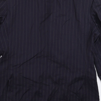 The Suit Room Mens Blue Striped  Jacket Suit Jacket Size 38