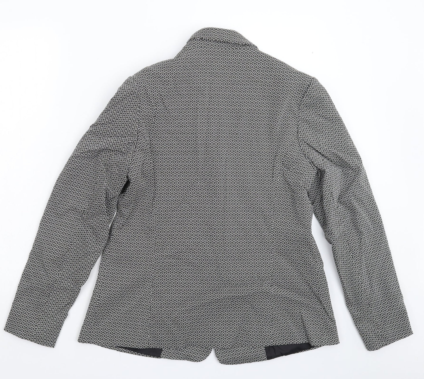 TU Womens Black Geometric  Jacket Blazer Size 14