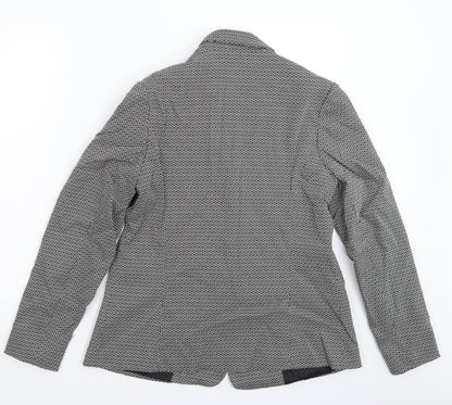 TU Womens Black Geometric  Jacket Blazer Size 14