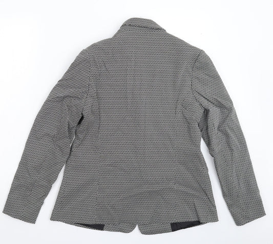 TU Womens Black Geometric  Jacket Blazer Size 14