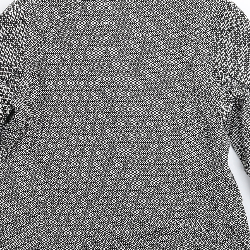 TU Womens Black Geometric  Jacket Blazer Size 14