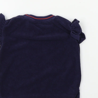 Brand and care label for Nutmeg girls’ blue colourblock basic t-shirt, size 2-3, years