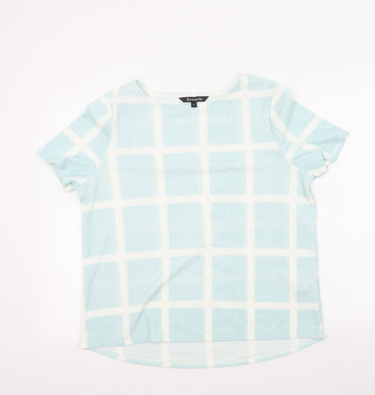 Bonmarché Womens Blue Check  Basic T-Shirt Size 16