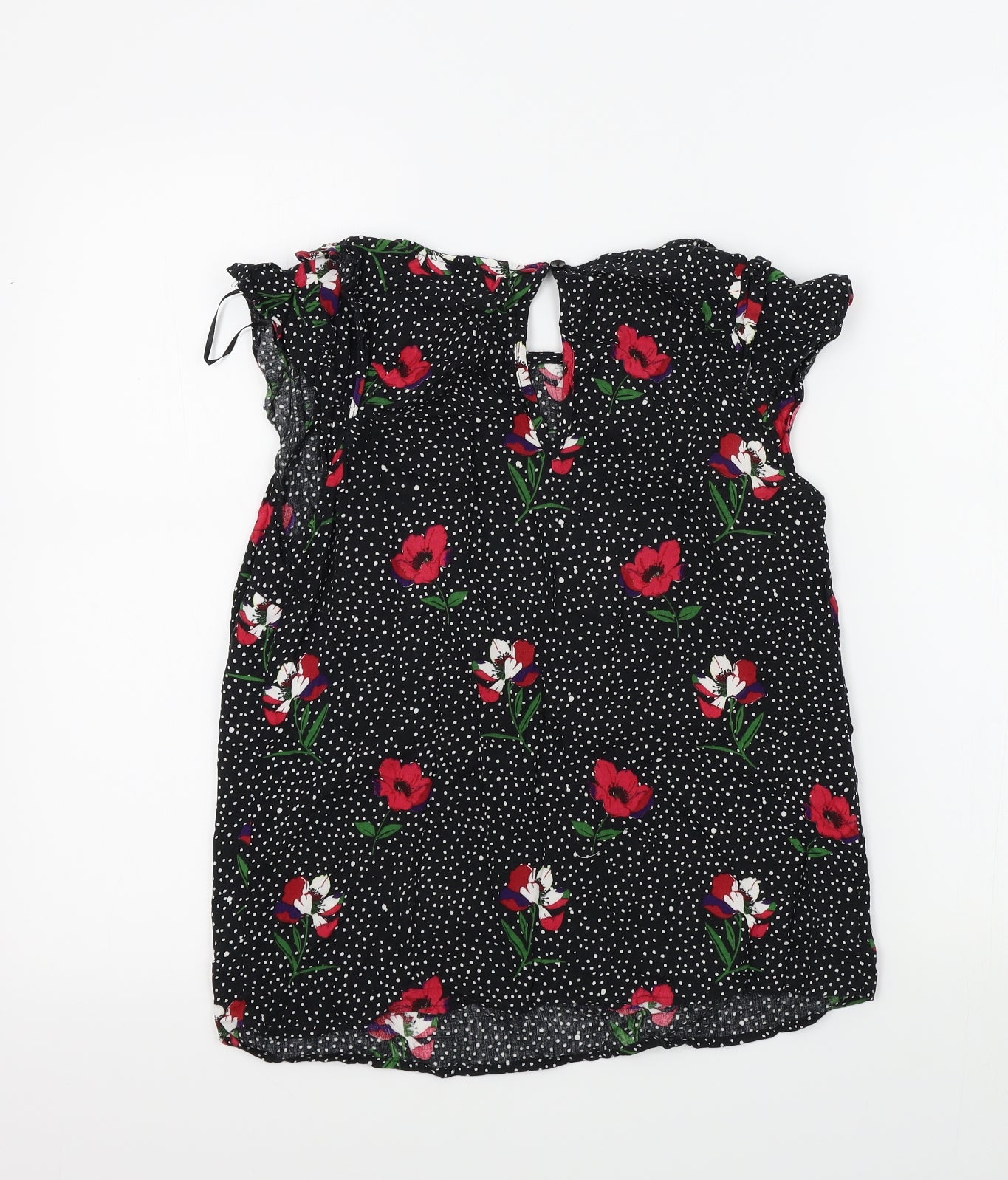 TU Womens Black Floral  Basic Blouse Size 8