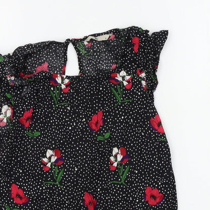 TU Womens Black Floral  Basic Blouse Size 8