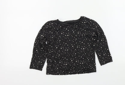 Preworn Girls Black Geometric  Basic T-Shirt Size 2-3 Years
