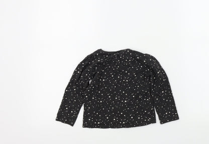 Preworn Girls Black Geometric  Basic T-Shirt Size 2-3 Years