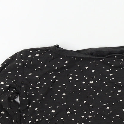 Preworn Girls Black Geometric  Basic T-Shirt Size 2-3 Years