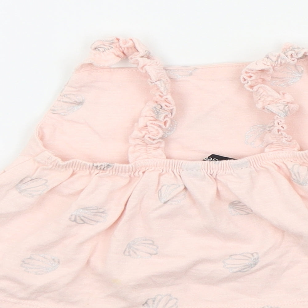George Girls Pink Colourblock  Basic T-Shirt Size 2-3 Years
