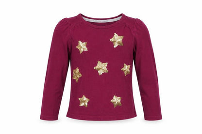 Front view of Sweet Millie girls’ purple colourblock basic t-shirt, size 4, years