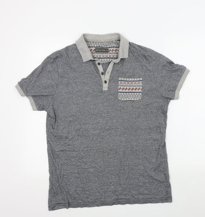 Officers Club Mens Grey Colourblock   Polo Size M