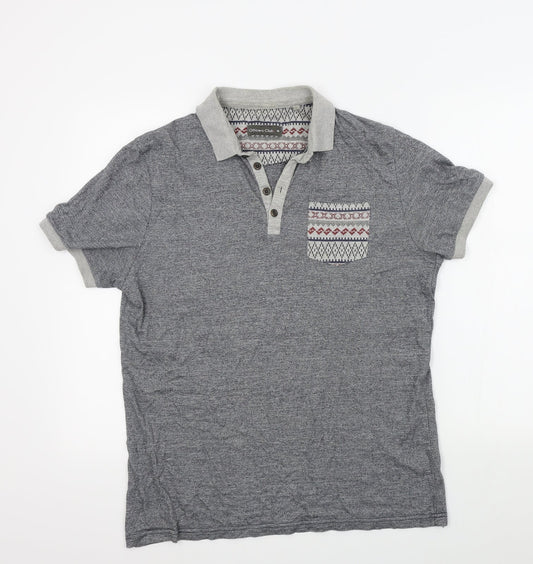 Officers Club Mens Grey Colourblock   Polo Size M