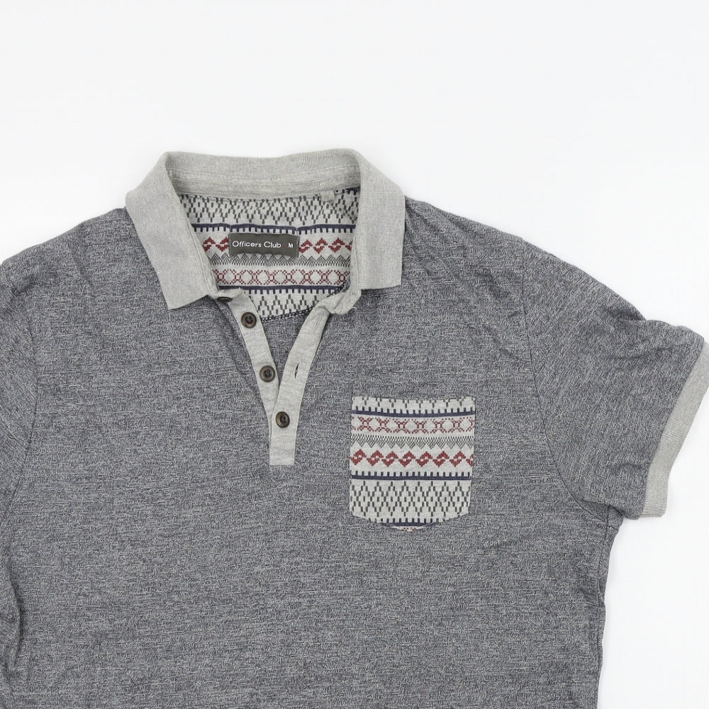 Officers Club Mens Grey Colourblock   Polo Size M