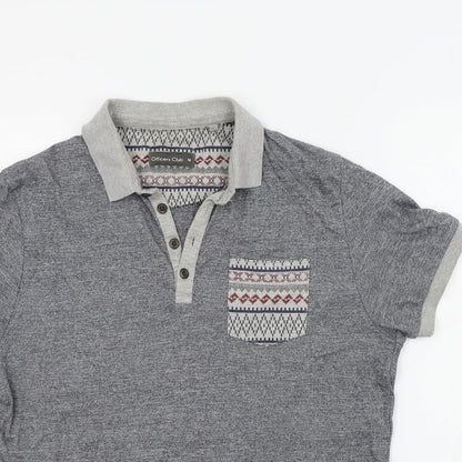 Officers Club Mens Grey Colourblock   Polo Size M