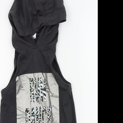 NEXT Girls Grey Colourblock  Pullover Jumper Size 9 Years  - sparkle detail