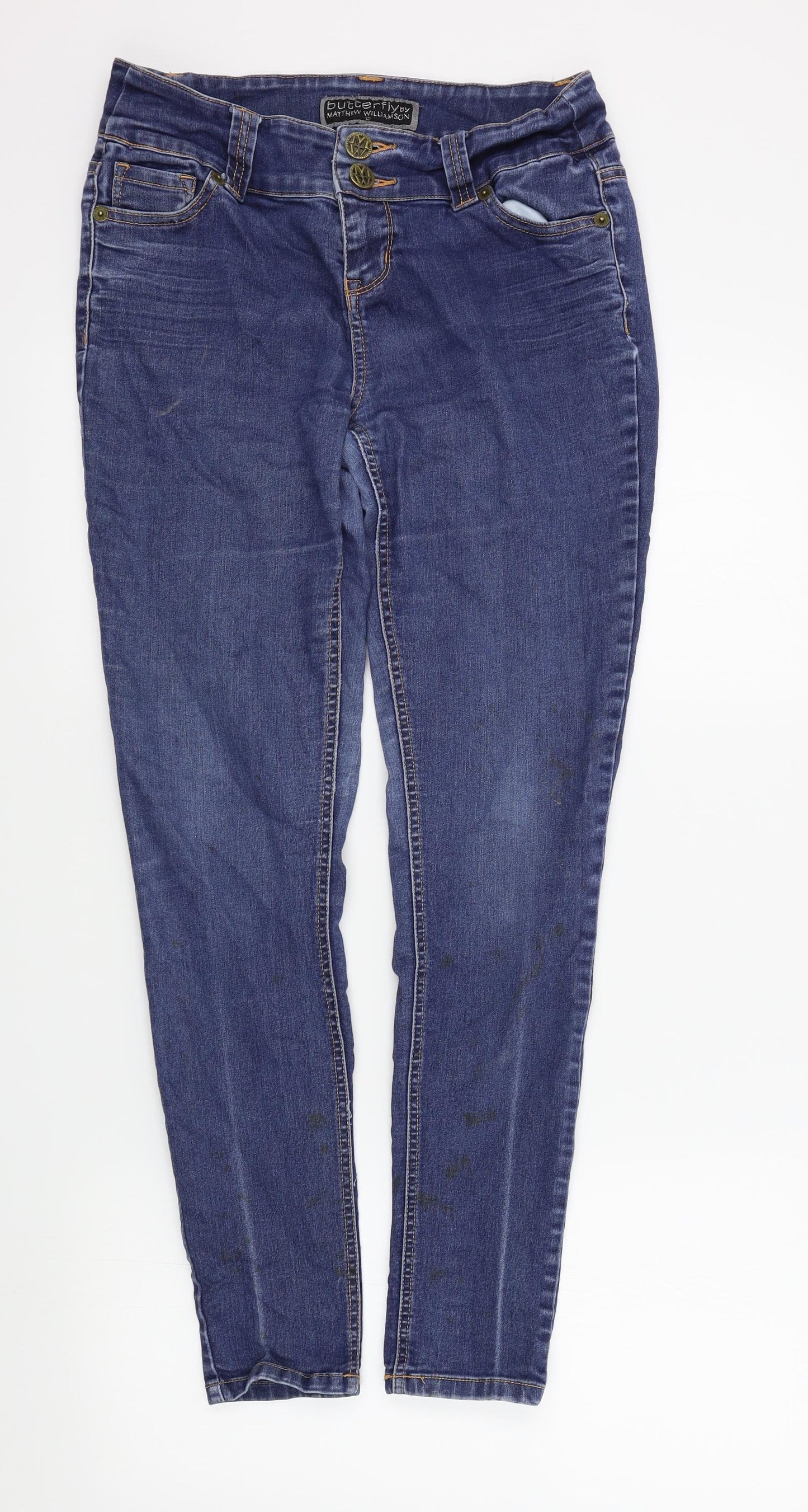MATTTHEW WILLIAMSON Womens Blue   Skinny Jeans Size 12 L29 in